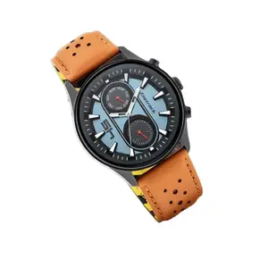 Visit the Fastrack Store Fastrack Fastfit Quartz Multifunction Blue Dial Tan Leather Strap Watch for Guys - NT3224NL02