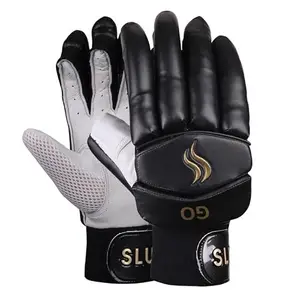SLUGGER Cricket GO Men's Lightweight Batting Gloves Left Handed | PVC and Leather Material Blend | Enhanced Grip and Protection for Superior Performance | Black