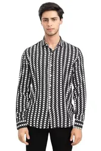 Classic Polyester Spandex Printed Casual Shirts for Mens (Shirt bikit 4 S) Black