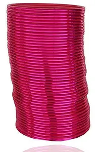 Generic Oneness Megenta Plane Glossy Metal Bangles Set for Women and Girls - (Pack of 48 Bangles) _Mergenta_2.4