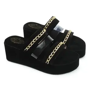 STRASSE PARIS Women's & Girls Stylish Comfortable Chain Decorative Wedge Heel