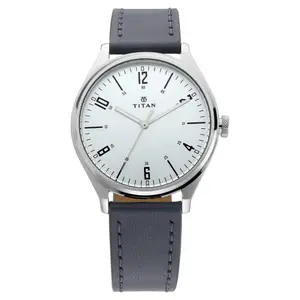 Visit the Titan Store Titan Workwear Urban Edge Quartz Analog Silver Dial Black Leather Watch for Men - 1802SL02