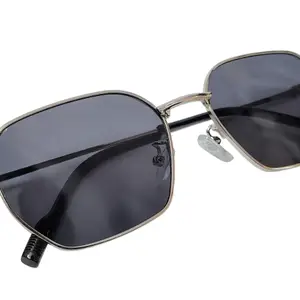 Visit the Liza Angel Store UV Protected Hexagonal Sunglasses for Men and Women (Silver-Black)