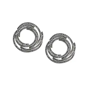SOHI Women's Overlap Circular Drop Earrings For Casual Wear | Silver Colour | Alloy Material