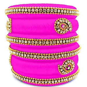 pratthipati's Silk Thread Bangles New Plastic Bangle New Model Set For Women & Girls (Violet) (Pack of 6) (Size-2/6)
