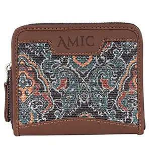 Amic Handcrafted Vegan Leather with Jute Printed Mini Wallet Mini Wallet-Vintage Style