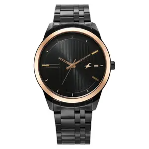 Visit the Fastrack Store Fastrack Stunners Quartz Analog Black Dial Black Stainless Steel Strap Watch for Guys - NT3308KM01