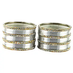 MAYA FASHION white Stone Brass Bangle Elegant Extra Large Size Bangle | Perfect Fit for Plus Size banglesTrendy and Comfortable Fit for woman and girls | (Sku-ban1520)