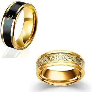 Combo Gold Dragon & Gold Smart Temperature Ring (Size-17)