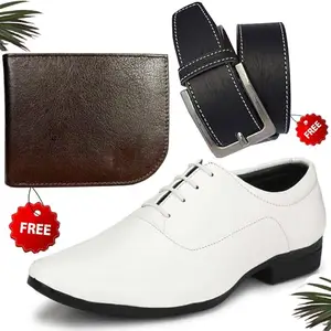 Latest Trendy Formal Shoes/Party Shoes/Shoes Combo with Free Wallet & Belt for Men and Boys (BAZAAR2981_TCC-BR-1006) Multicolor