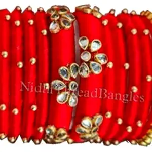 Neta Jewels Silk thread bangles kundan bangles Pink colour for use set of 12 for women/girls (2-8)