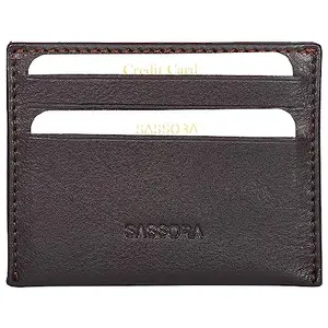 Sassora Genuine Leather RFID Protected Credit Card Holder (Brown)