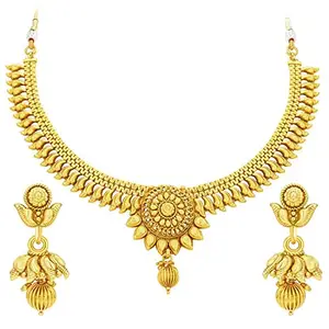Amazon Brand - Anarva 18K Gold Plated Traditional Choker Necklace Jewellery Set For Women/Girls (MC064)