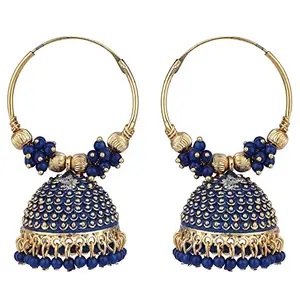 Styylo Fashion Women's Traditional Enameled Jhumka And Hoop Bali Earring (Blue)