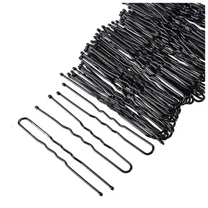 SHRAJS 6-cm Long Bobby Hair Pins for Women And U Shape Pins Hair Clips for Updo Hairstyles, Hair Styling Accessories, Black, 2 Inches pack of 100