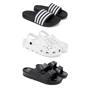 Lightweight Classic SliderSandals with Clogs for Men-Combo(3)-3024-3057-3115-7 Black-374