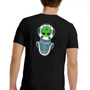 hippie shippie.com HippieShippie Unisex Cotton Regular Fit Half Slevees Space Alien Back Printed Casual T-Shirt with Cool and Funky Design for Parties, Gym, Sports, Travelling (SA-BP_3XL_Black)