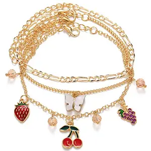 Jewels Galaxy Stylish Gold Plated Multi Strand Bracelet Jewellery For Women (CT-ANKTT-5300)