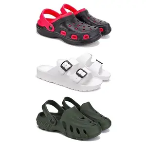 Lightweight Classic Clogs || Sandals with Slider Adjustable Back Strap for Men-Combo(3)-3017-3113-3137-7 Khaki(COMBO(3)-3017-3113-3137-7_BZ)