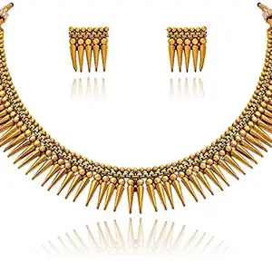 Peora Gold Plated South Indian Traditional Stylish Festive Ethnic Choker Short Necklace With Earrings Jewellery Sets for Women and Girls