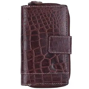 Delfin Genuine Leather | Multi Slots Ladies Wallet (Brown)