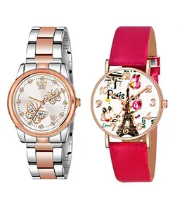 Sooms Stainless Steel Analog Watch for Women- Pack of Two