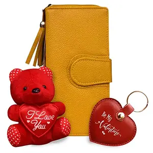 ABYS Valentine's Day Special Genuine Leather Women's Wallet (Yellow_L901YL)