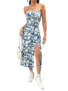 Tandul Women's Multicolor Dress - Bodycon Midi/Calf Length Dress for All Occasions - Perfect for Casual, Festive, Beach, and Evening Events (8936) Large Size