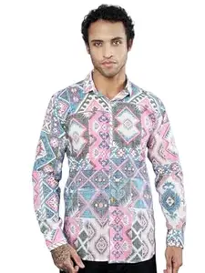 COTLAND Fashions Jaipuri Cotton Printed Full Sleeves Classic Collar Shirt for Men