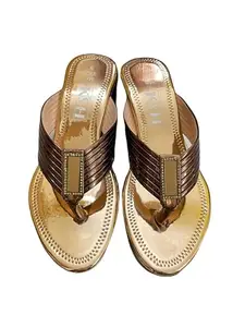 Keshpur Shoe House Upper - Sisha/Fiber - Softy Sisha/Sole - Rubber Comfortbale & Stylish Sandals For Women And Girls (Copper, 6)