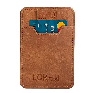 KCK INTERNATIONAL Lorem Mini Wallet for ID, Credit-Debit Card Holder & Currency with Strap Puller to Pull Out Card for Men & Women - Tan WL627-B