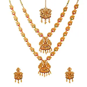 Yellow Chimes Yellow Chimes Jewellery Set for Women and Girls Temple Jewellery Set for Women | Gold Plated Traditional Choker Necklace Set | Birthday Gift for girls and women Anniversary Gift for Wife