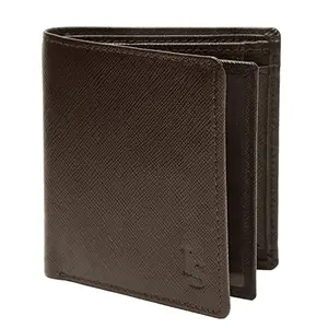 LOUIS STITCH Men's British Brown Italian Saffiano Leather Wallet RFID Blocking Card Holder Multiple Slots Handcrafted Premium Wallets for Men Boys (Goel)