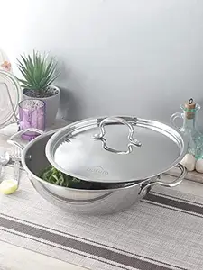 Aurum Stainless Steel Triply Kadai with Ss Lid , 20 cm , 1.6 LTR ( Silver ) price in India.