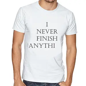 DreamBag Limit Fashion Store - I Never Finish Anything Unisex T-Shirt (Small) White