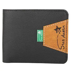 LORENZ Bi-Fold Black PU Leather Wallet for Men (Star Austin)| WL-70S