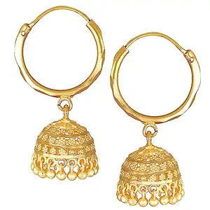 MEENAZ Earrings For Women girlsTraditional Temple Jewellery 18K One Gram Gold Ethnic Brass South Indian Screw Back Studs Meenakari Ghungroo Huggie Hoop Bali Jhumkas stylish Jhumka golden-M501
