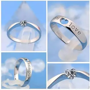 Men Valentine Smart Temperature Combo Ring Silver & Black (IR6809)