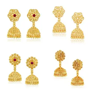 VFJ VIGHNAHARTA FASHION JEWELLERY Vighnaharta 1gm Gold Plated alloy Jhumki Earring Combo set valentine day gift valentineday gift for her gift for him gift for women gift for men love gift gifts ValentinesDay2023 for Women and Girls - (Pack of- 4 Pair Jhumka)