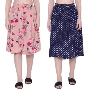 MAIYYA Collection Floral Print Mid Calf Length Women Panel Polyester Skirt MKJ=Skirt=Combo=01=H (M) Multicolour