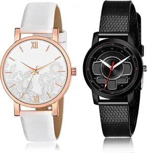 NEUTRON Fashion Analog White and Black Color Dial Women Watch - G543-(8-L-10) (Pack of 2)
