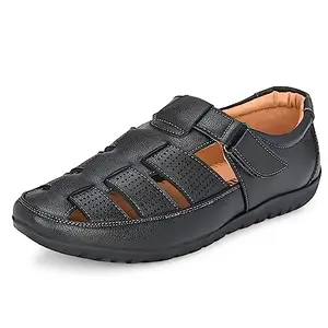 Centrino Fisherman Sandal for Men | Soft Cushioned Insole for All-Day Comfort | Durable Design with Adjustable Straps | Perfect for Outdoor, Casual & Summer Wear 6407-1_Black_10
