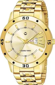 Gold Stainless Steel Gold Dial Day & Date Analog Men's Watch WT-45