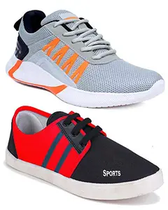 Axter Men's Multicolor (5011-9310) Casual Sports Running Shoes 6 UK (Set of 2 Pair)