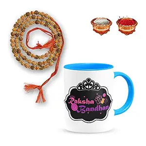 Manonita Rakhi Gift for Brother, bhaiya bhabhi, Gift Set (Rakshabandhan Mug, Roli,Chawal) BLUEMUG-1-BU