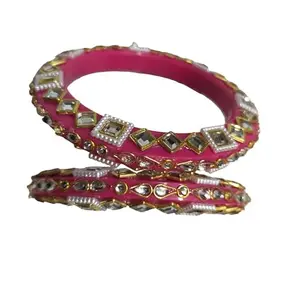 Nena Creation Plastic Round Traditional Bangles For Women And Girls (Rani) Size:-2.8