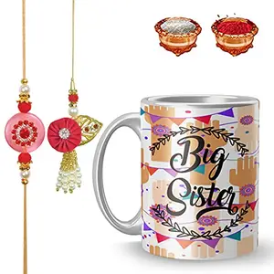 Manonita Rakhi Gift for Brother, bhaiya bhabhi, Gift Set (Rakshabandhan Mug, Roli,Chawal) BX-MUG-7