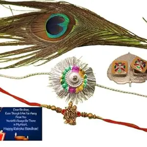 Vrinde Designer, metal Krishna Ji 2 set Rakhi with 10 cm plate Greeting Card RAKHI 23200