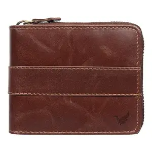 blackberrys Wallet for Men Genuine Leather with Zipper Clouser (Dark Brown)