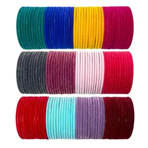 Velvet Glass Bangles for Women 12 Vibrant Shades Combo 12 dozen (2.4)